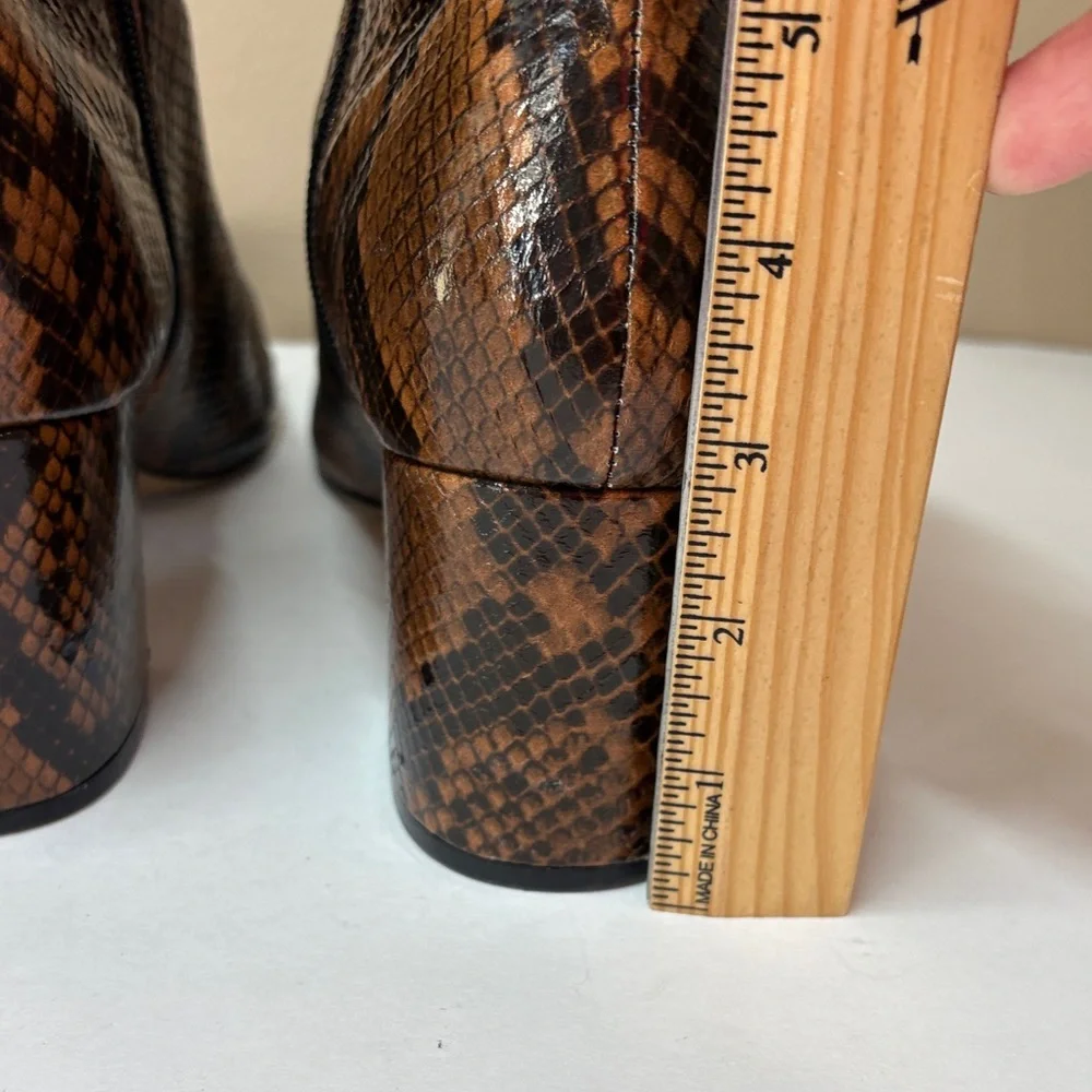 Marc Fisher Women's Snake-Print Pointed Toe Ankle Booties - Brown/Black
